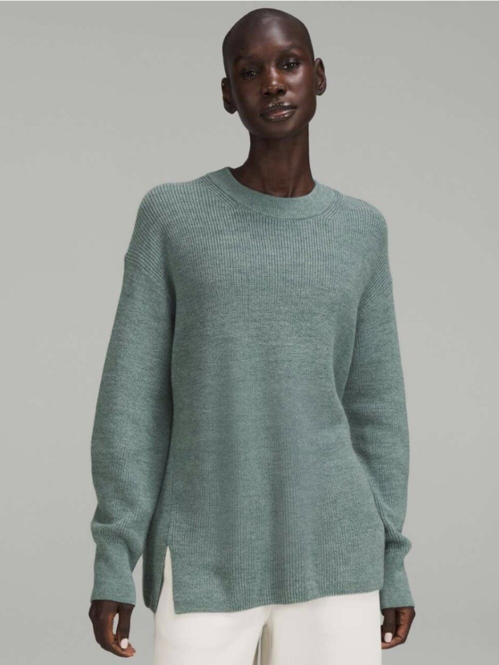 NWT Lululemon Merino Wool-Blend Ribbed Crewneck Sweater, Teal, 0